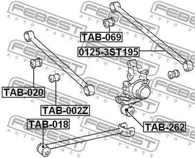 Сайлентблок задней продольной тяги FEBEST TAB018