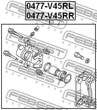 Суппорт тормозной задний правый со скобой FEBEST 0477V45RR