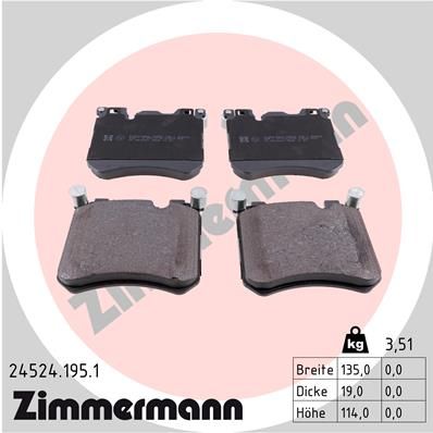 Колодки тормозные передние ZIMMERMANN 245241951