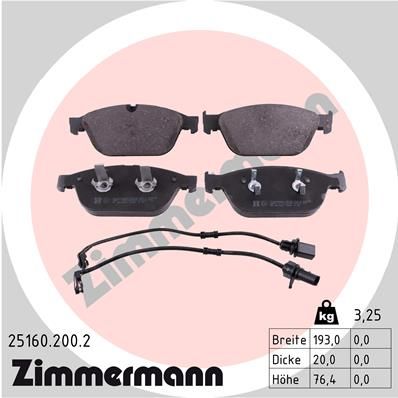 Колодки тормозные дисковые ZIMMERMANN 251602002