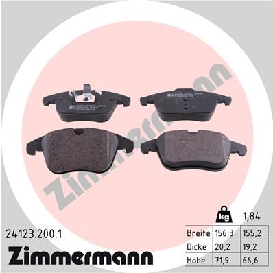 Колодки тормозные дисковые ZIMMERMANN 241232001