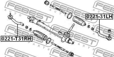 Наконечник рулевой правый FEBEST 0221T31RH