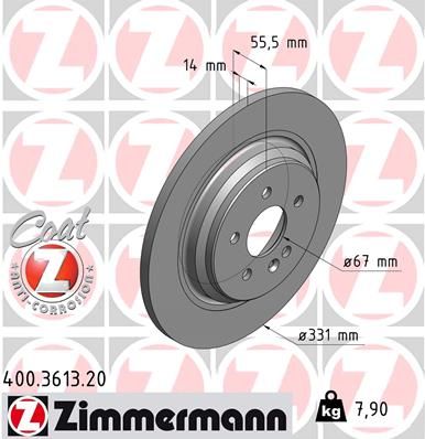Диск тормозной ZIMMERMANN 400361320
