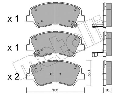 Комплект колодок для дискового тормоза METELLI 2209430