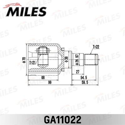 ШРУС внутренний левый Miles GA11022