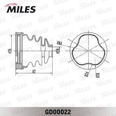 Пыльник привода комплект Miles GD00022G