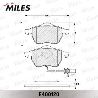Колодки тормозные передние Miles E400120
