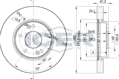 Диск тормозной передний ICER 78BD51712