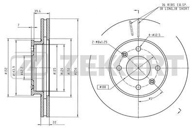 Диск тормозной передний Zekkert BS5261