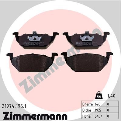 Колодки тормозные дисковые ZIMMERMANN 219741951