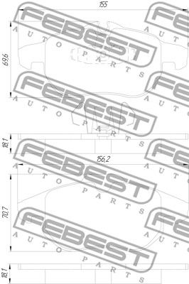 Колодки тормозные передние FEBEST 1801ZAFBF