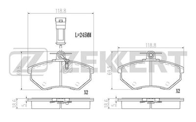 Колодки тормозные дисковые передние с датчиком Zekkert BS2978
