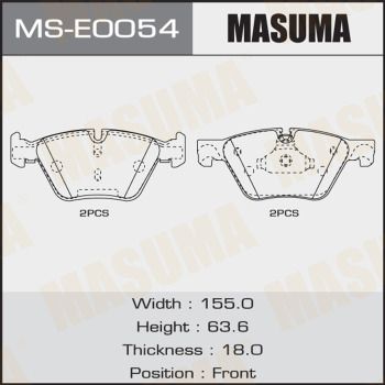 Колодки тормозные передние Masuma MSE0054