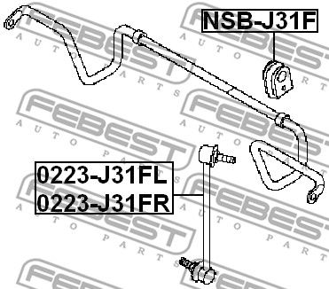 Тяга стабилизатора переднего левая FEBEST 0223J31FL
