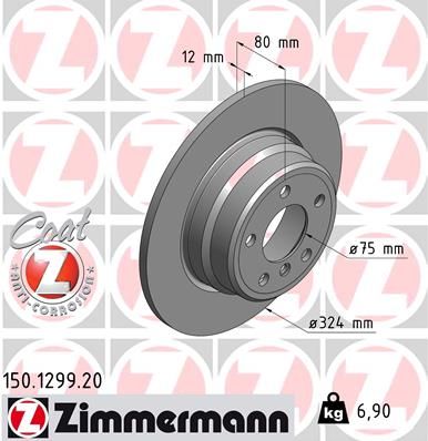 Диск тормозной задний ZIMMERMANN 150129920