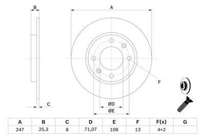 Диск тормозной BOSCH 0986478464