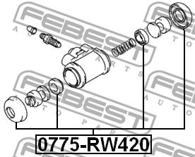 Ремкомплект заднего тормозного цилиндра FEBEST 0775RW420
