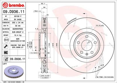 Диск тормозной BREMBO 09D93611
