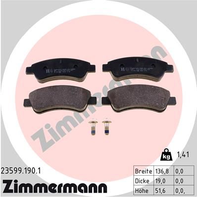 Колодки тормозные дисковые комплект ZIMMERMANN 235991901