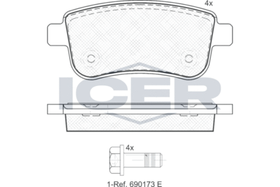 Колодки тормозные ICER 181904