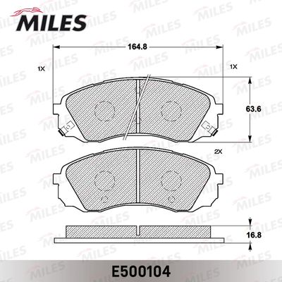 Колодки тормозные передние Miles E500104