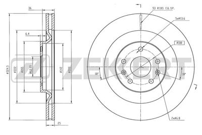 Диск тормозной передний Zekkert BS6368