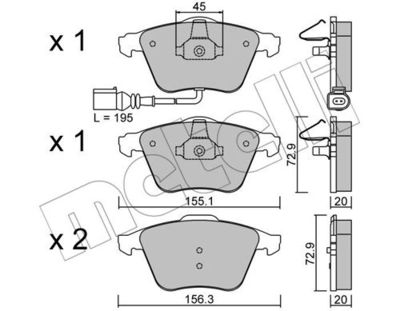 Комплект колодок для дискового тормоза METELLI 2205494