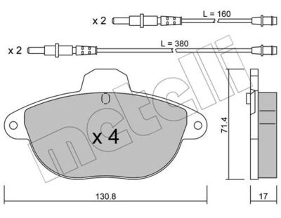 Комплект колодок для дискового тормоза METELLI 2202900