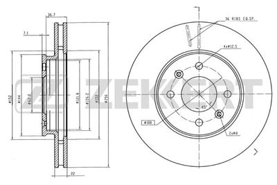 Диск тормозной передний Zekkert BS5276