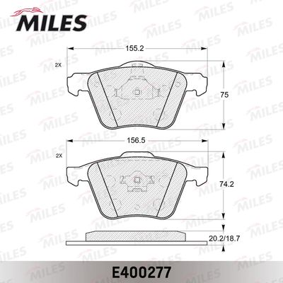 Колодки тормозные передние Miles E400277