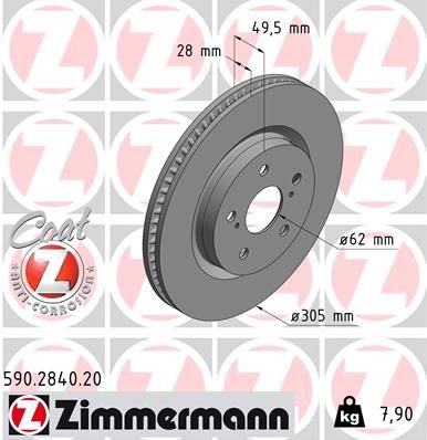 Диск тормозной ZIMMERMANN 590284020