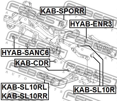 Сайлентблок заднего левого продольного рычага FEBEST KABSL10RL
