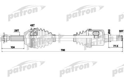 Полуось левая PATRON PDS0302