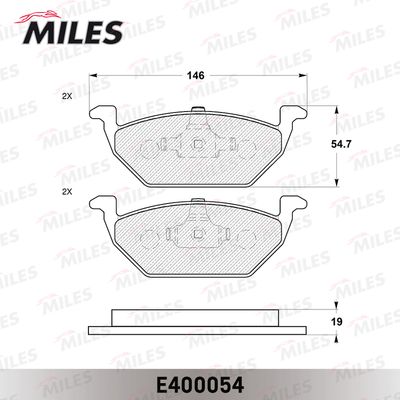 Колодки тормозные передние Miles E400054
