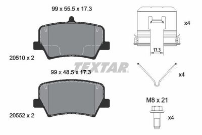 Колодки тормозные задние TEXTAR 2051001