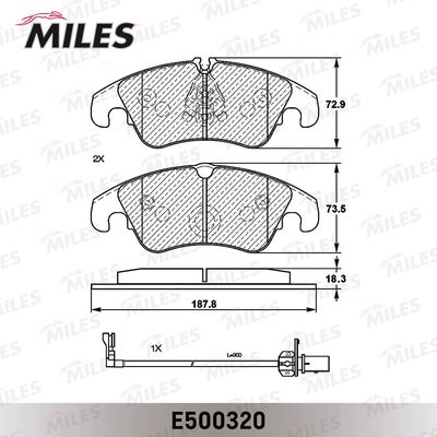 Колодки тормозные передние Miles E500320