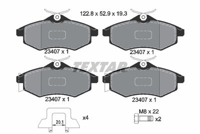 Комплект колодок для дискового тормоза TEXTAR 2340702