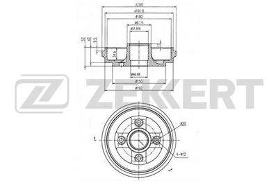 Барабан тормозной задний Zekkert BS6326