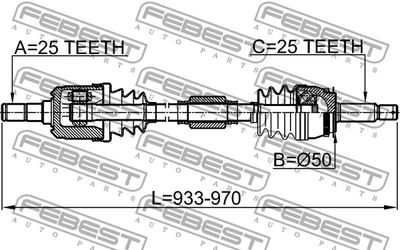 Привод передний правый FEBEST 1214CAMTRH
