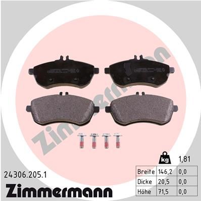 Колодки тормозные дисковые ZIMMERMANN 243062051