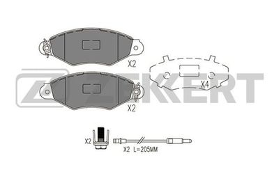 Колодки тормозные дисковые передние с датчиком Zekkert BS1088