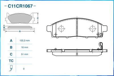 Колодки тормозные передние CWORKS C11CR1067