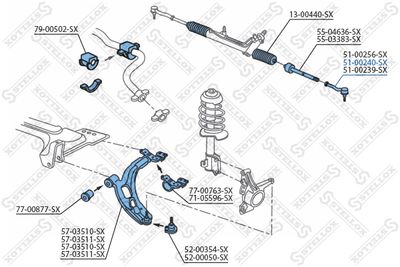 Наконечник рулевой левый STELLOX 5100240SX
