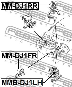 Подушка двигателя задняя FEBEST MMDJ1RR