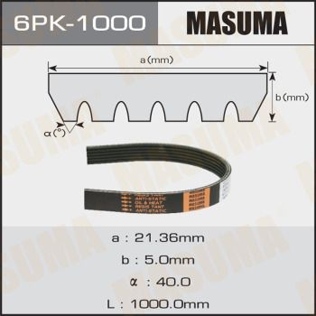 Ремень поликлиновой Masuma 6PK1000