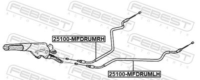 Трос стояночного тормоза левый FEBEST 25100MFDRUMLH