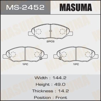 Колодки тормозные дисковые Masuma MS2452