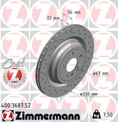 Диск тормозной ZIMMERMANN 400368752