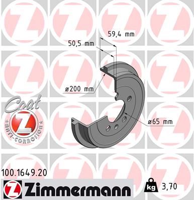 Барабан тормозной ZIMMERMANN 100164920