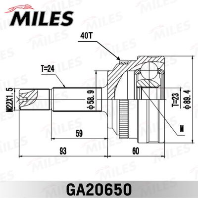 ШРУС наружный Miles GA20650